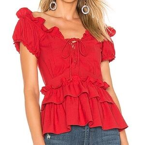 Marissa Webb Amaya Top in Cardinal Red Size Medium